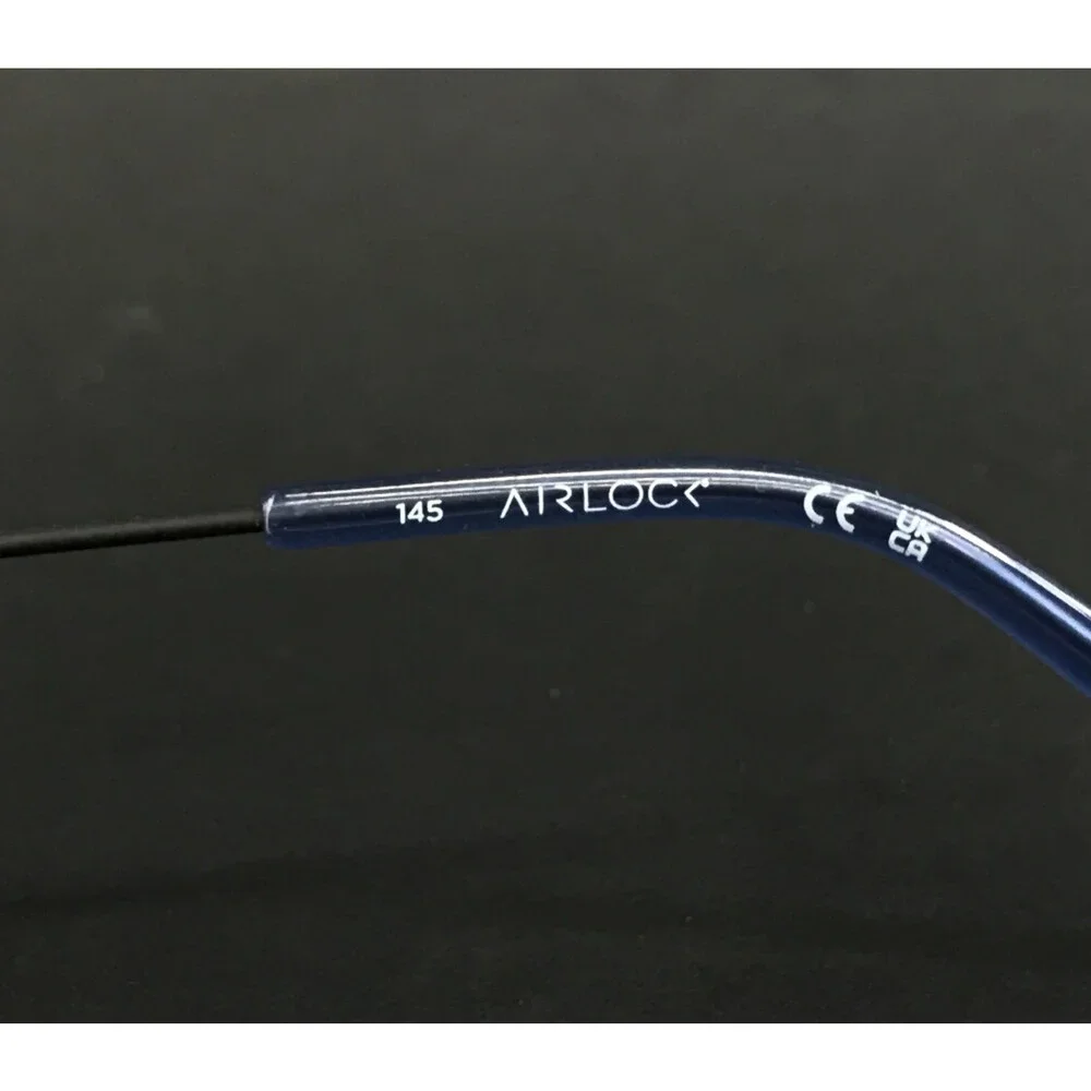 Airlock Eyeglasses Frames Crop 201 002 Black Blue Rimless Titanium 54-18-145